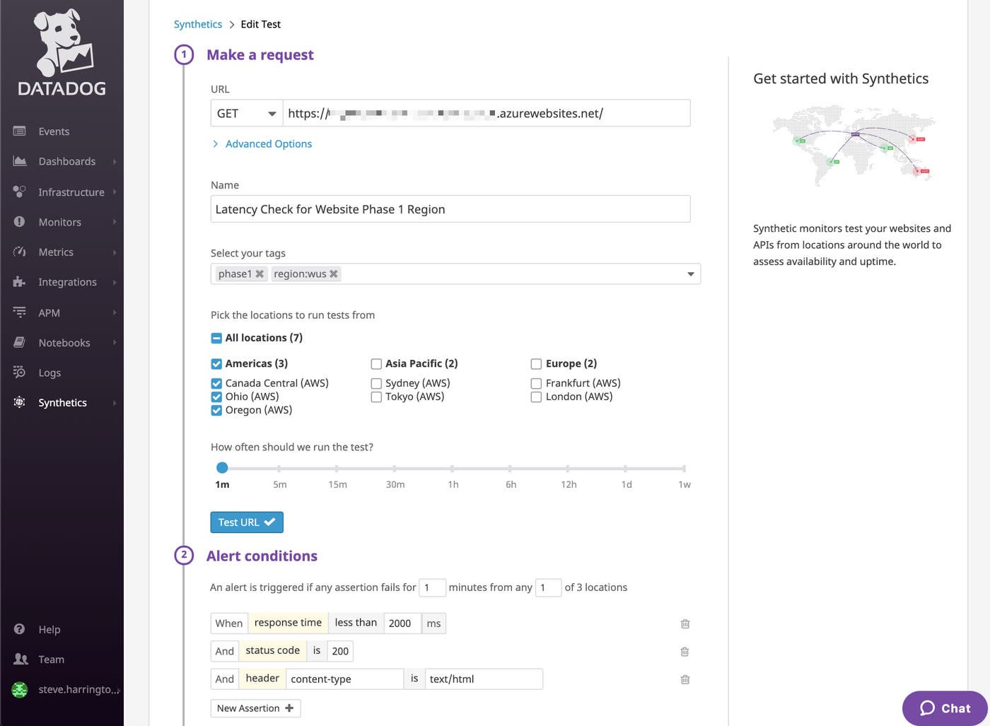 Use Datadog's synthentics monitor to create API tests Use Datadog's synthentics monitor to create API tests