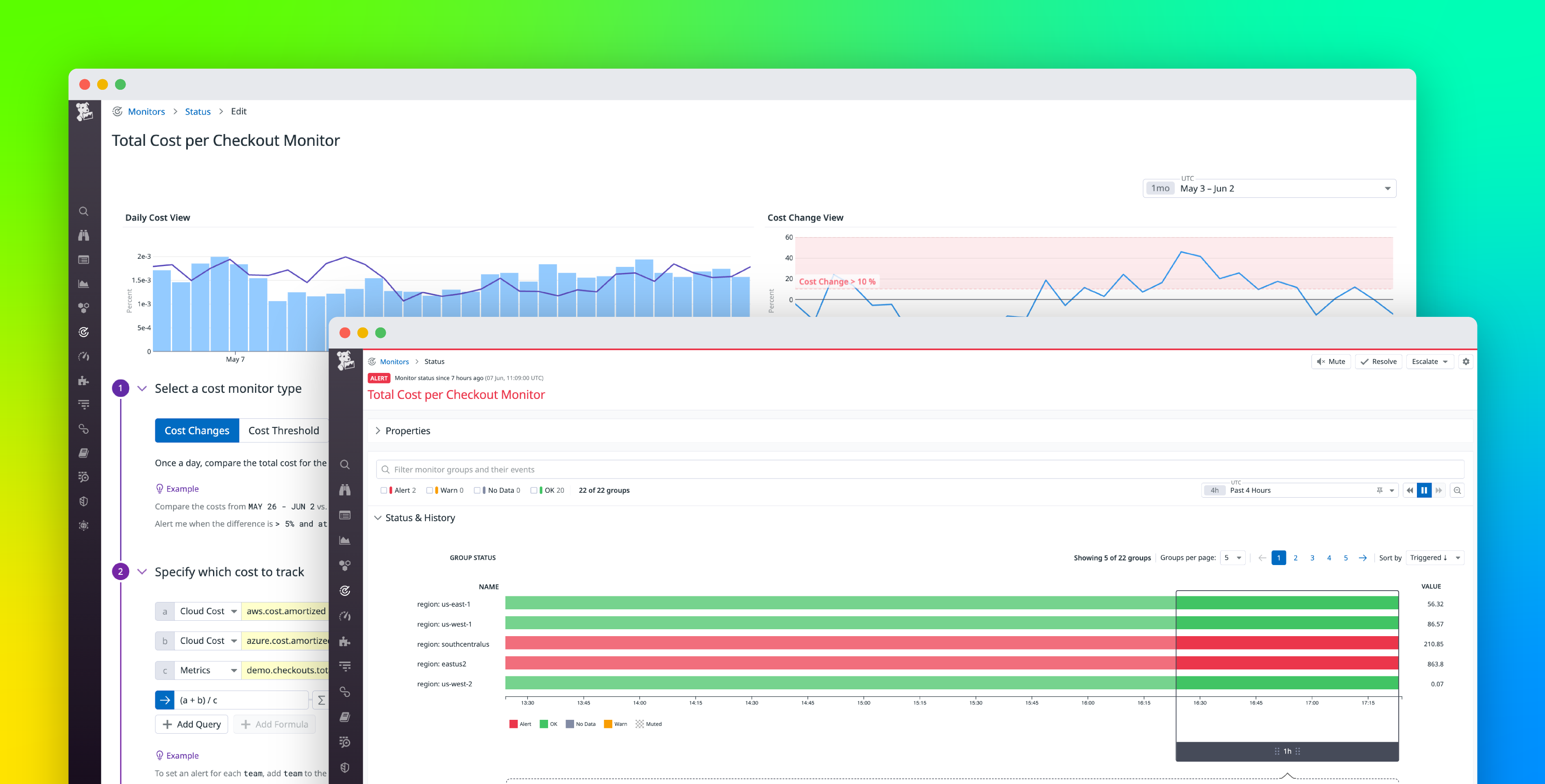 React quickly to cost overruns with Cost Monitors for Datadog Cloud Cost Management