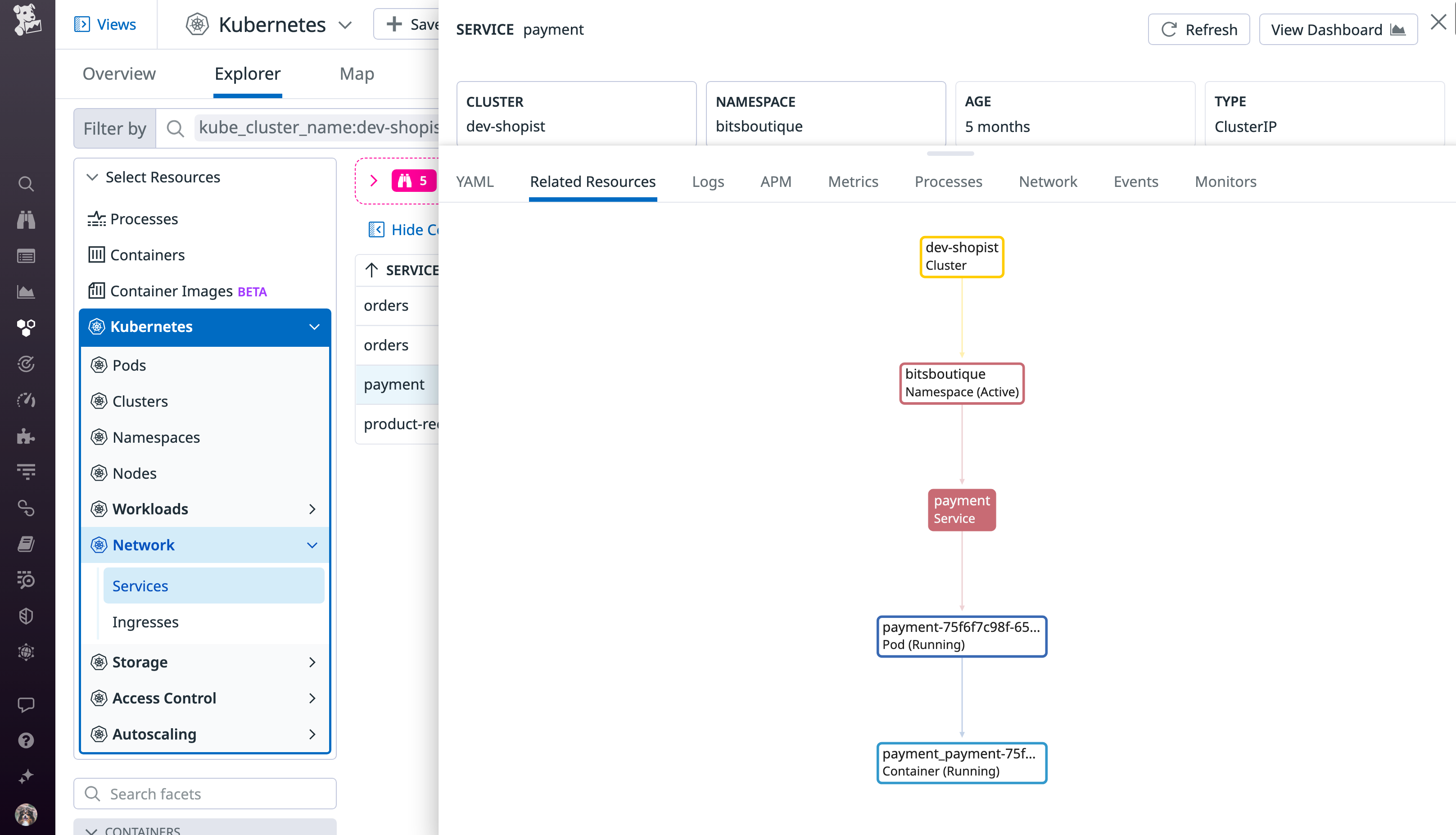 Service workflow in Datadog