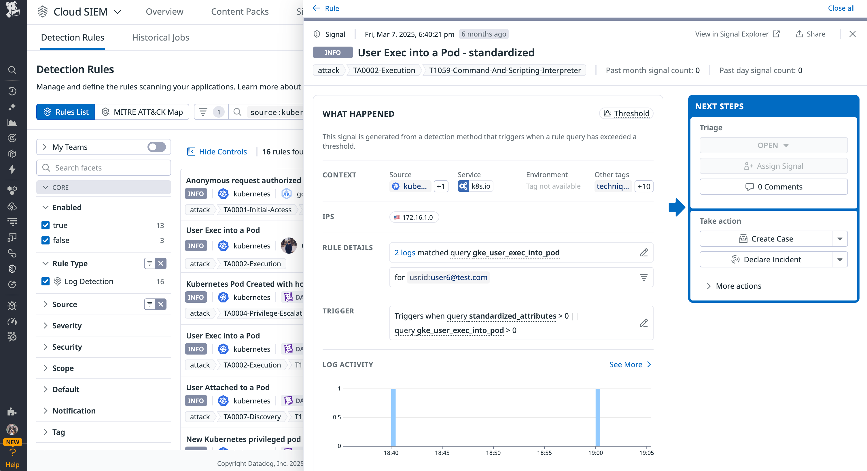 User exec detection rule