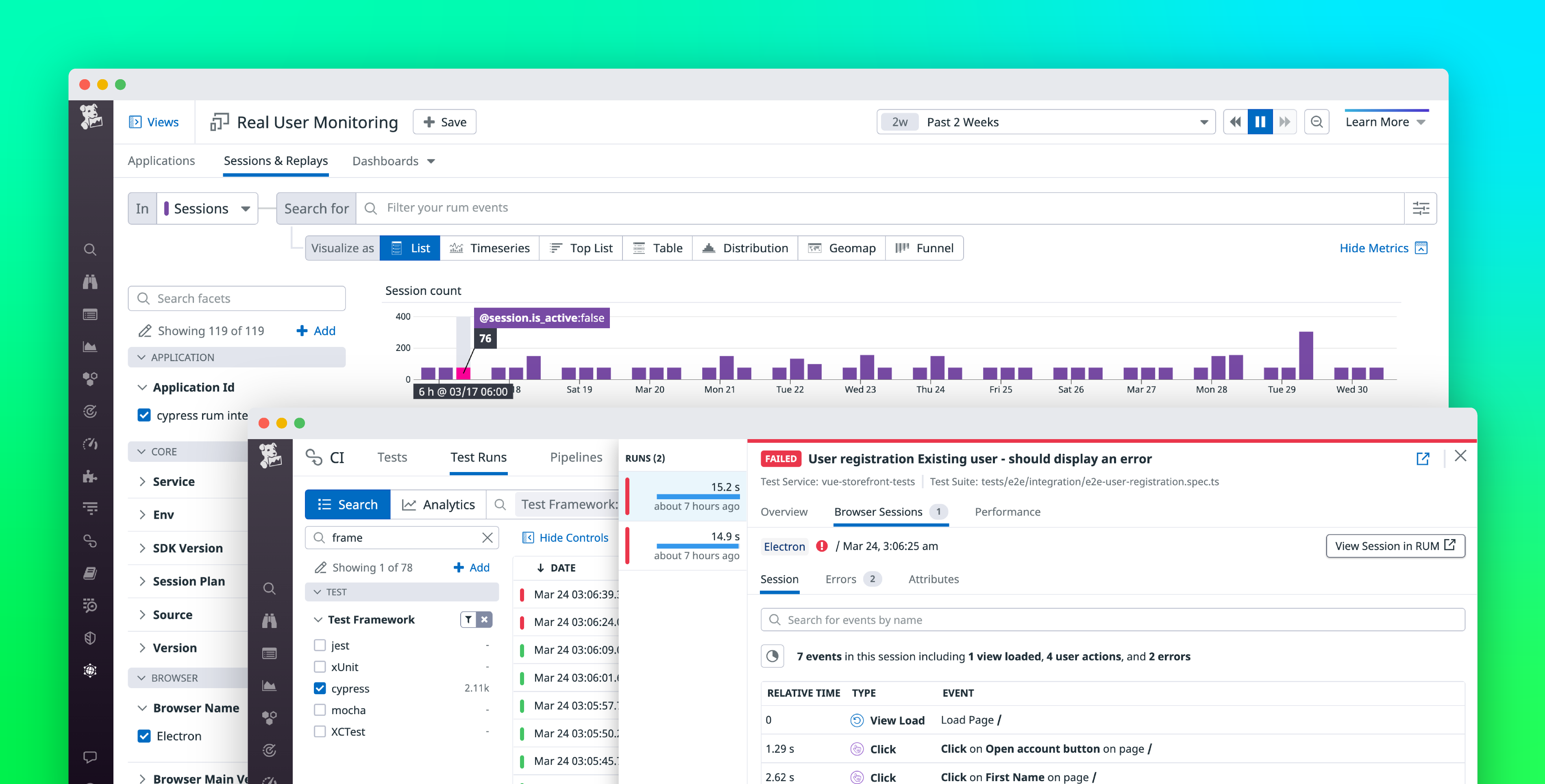 Troubleshoot end-to-end tests with CI Visibility and RUM
