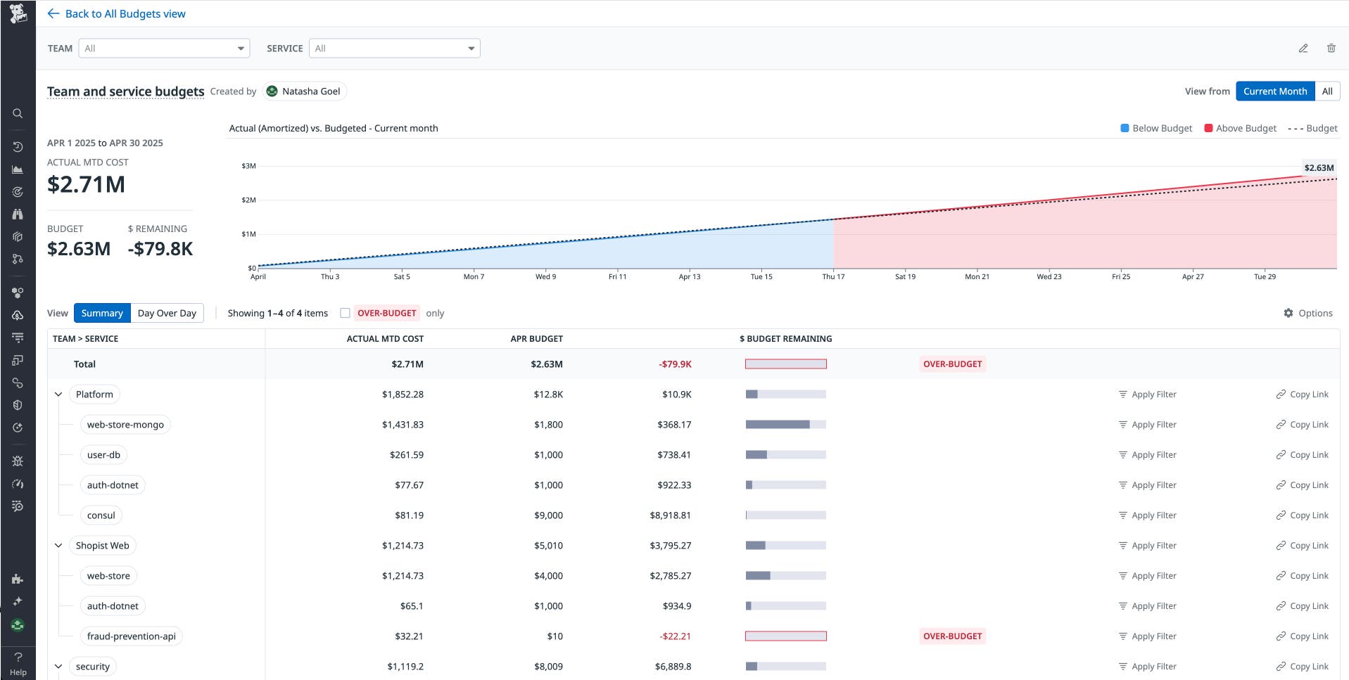 A budget for April 2025. A budget for April 2025.