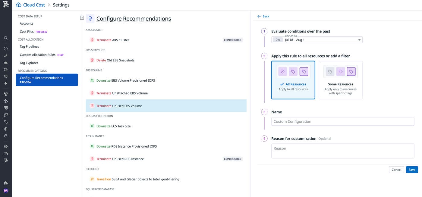 View of the Settings page where you can customize recommendations. View of the Settings page where you can customize recommendations.