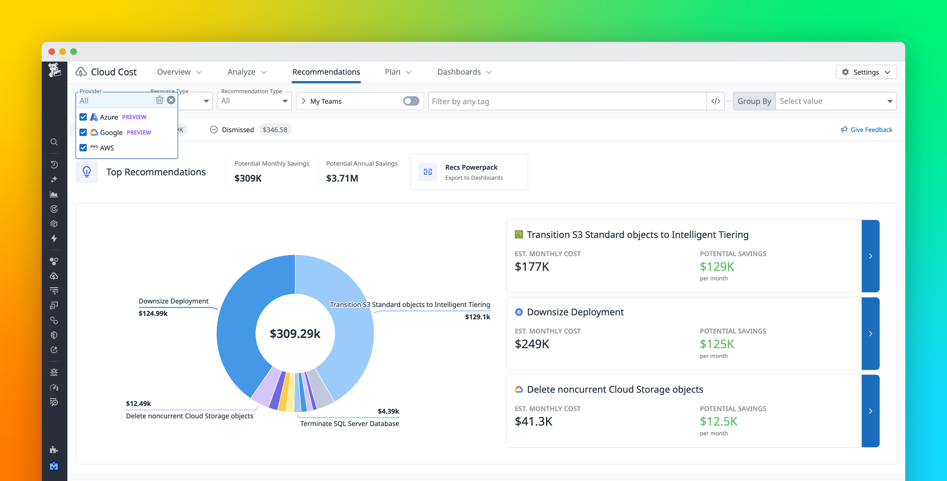 Eliminate cloud waste across AWS, Azure, and Google Cloud with Cloud Cost Recommendations