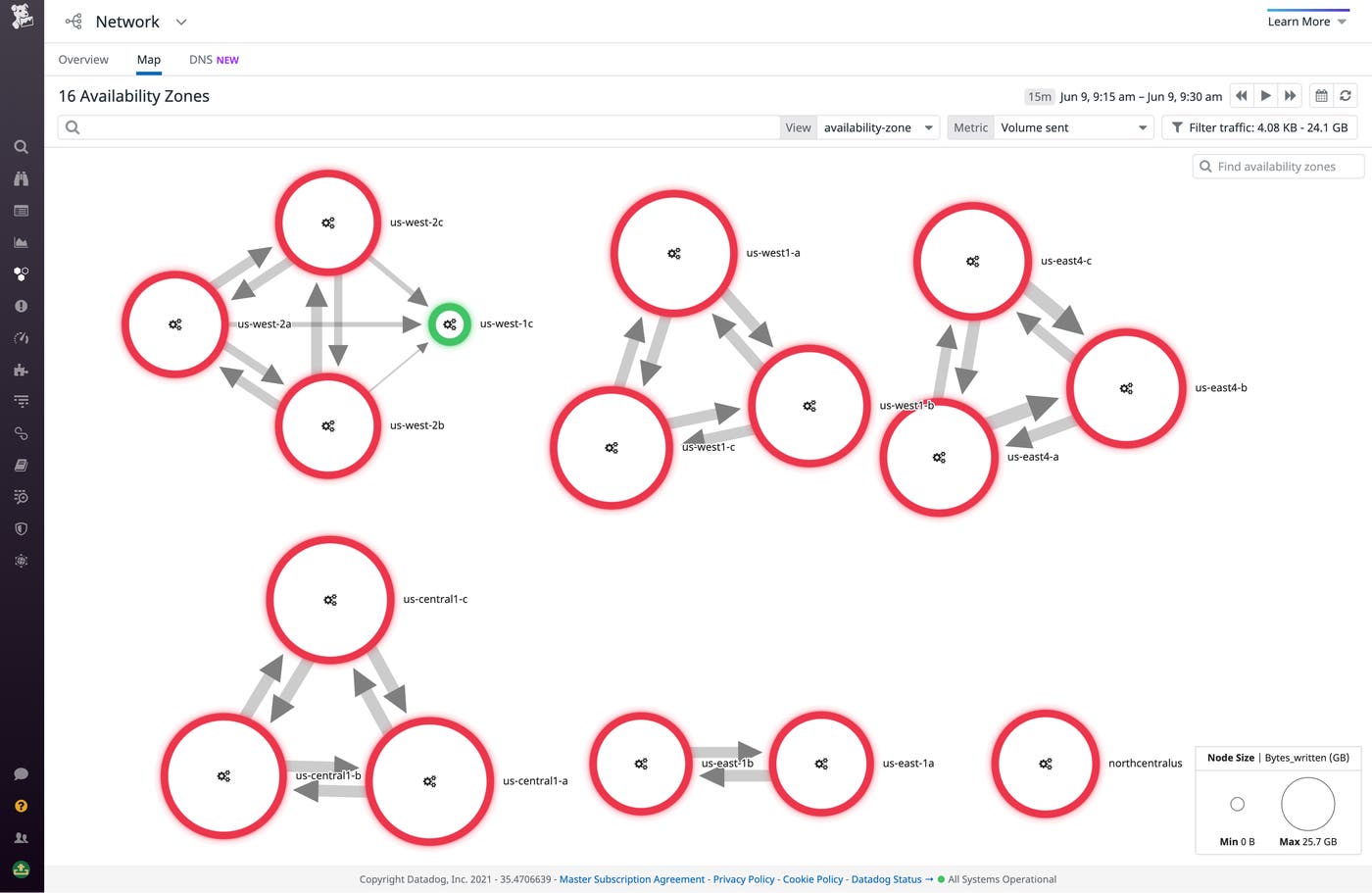 You can use the Network Map to spot high level issues like cross-AZ communication. You can use the Network Map to spot high level issues like cross-AZ communication.