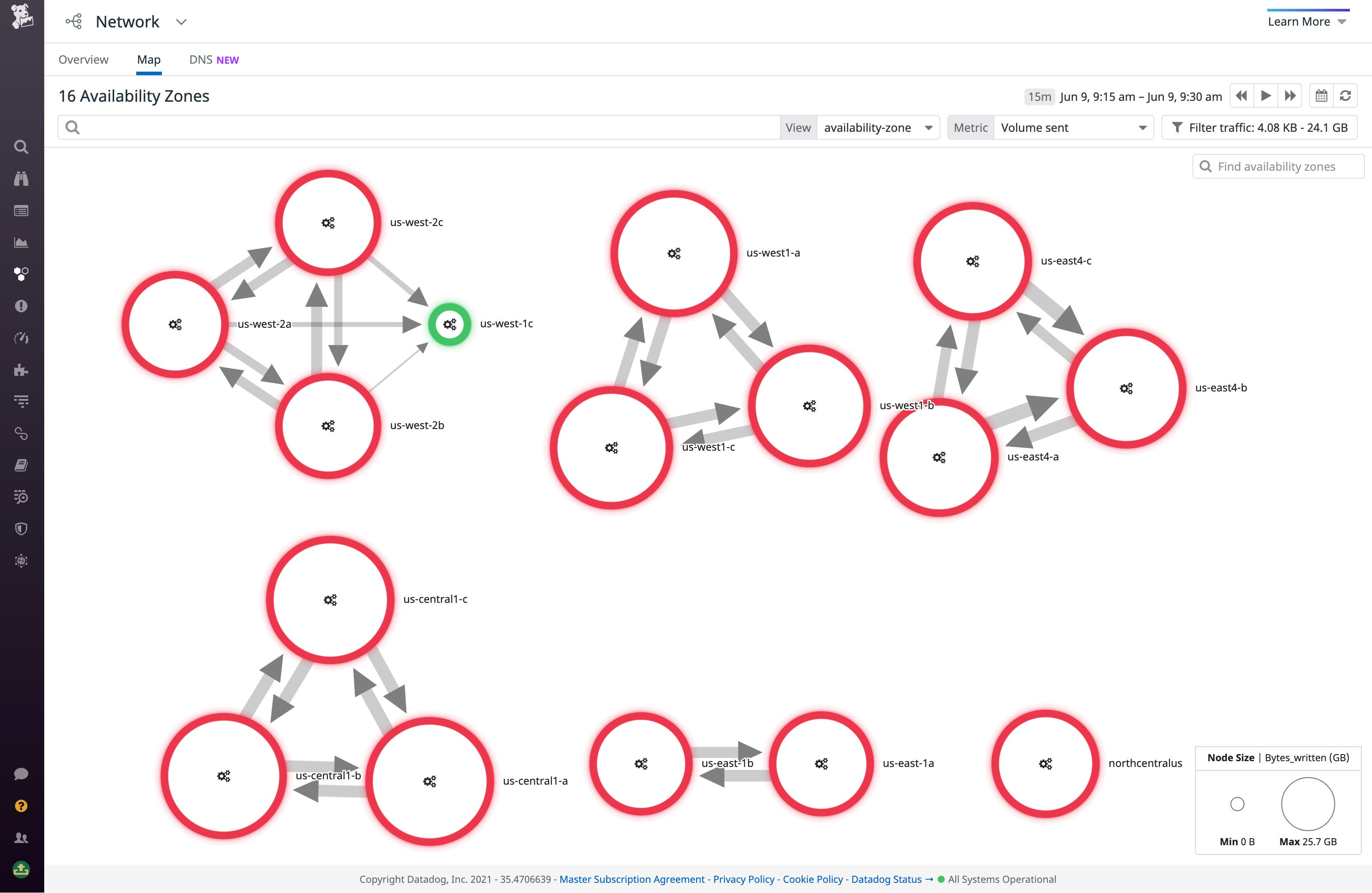 You can use the Network Map to spot high level issues like cross-AZ communication. You can use the Network Map to spot high level issues like cross-AZ communication.