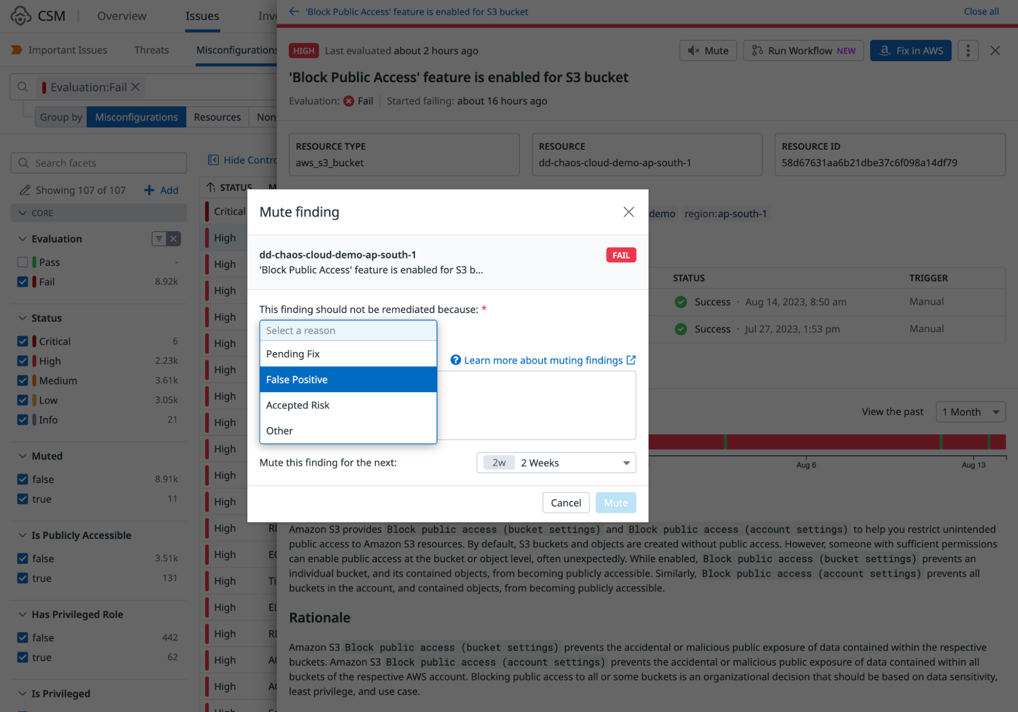 Mute benign findings in Cloud Security.