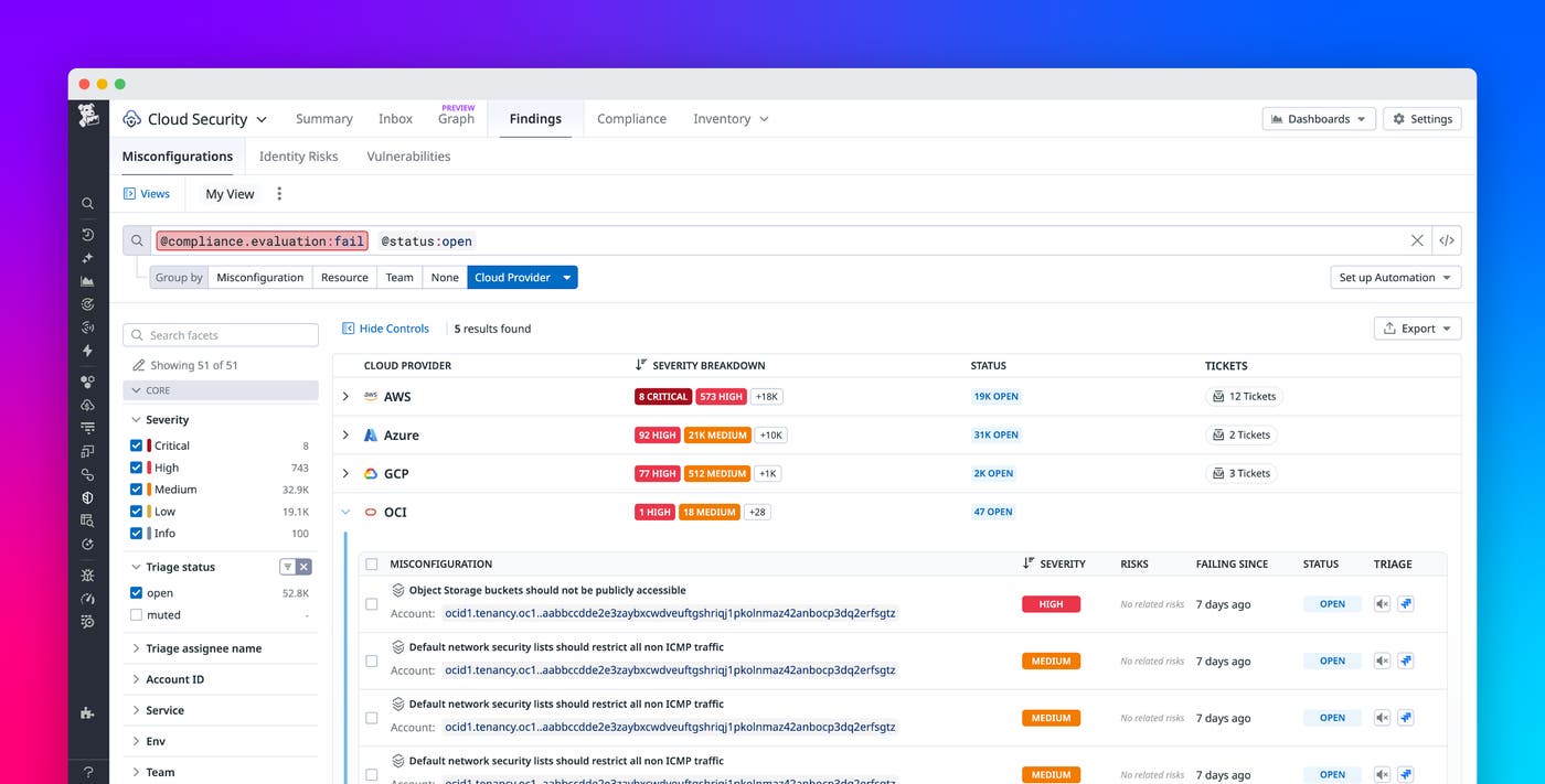 Protect your OCI resources with Datadog Cloud Security Protect your OCI resources with Datadog Cloud Security