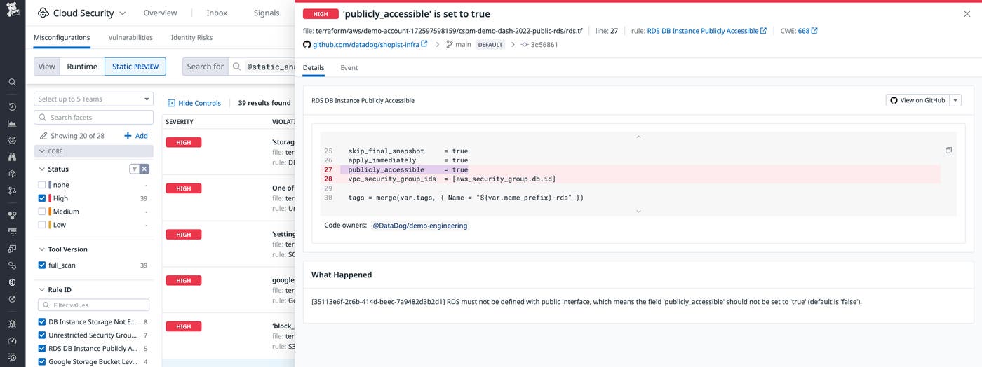 Misconfiguration finding in Datadoc IaC Security Misconfiguration finding in Datadoc IaC Security