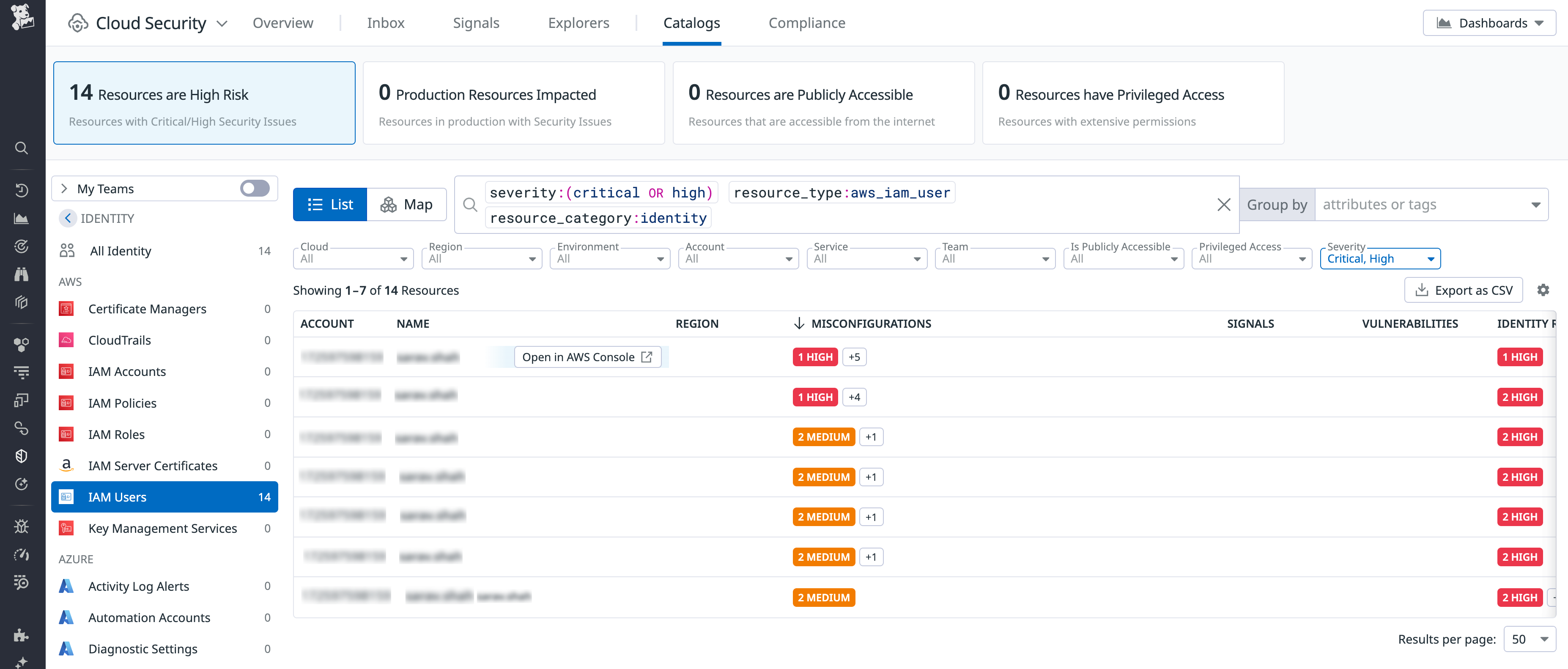 Cloud Security Inventory in Datadog