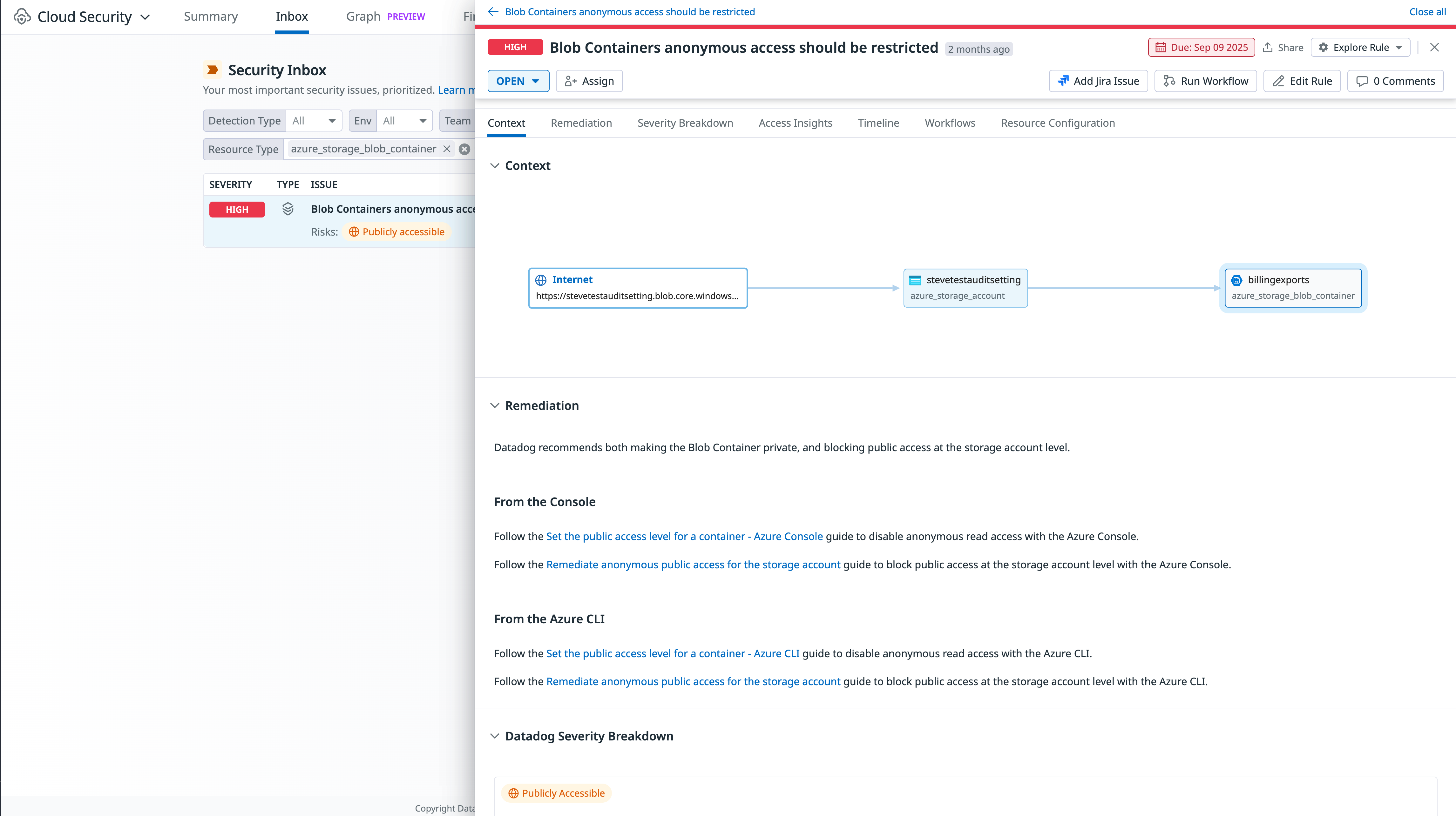 Screenshot showing a publicly available Azure Blob Container account.