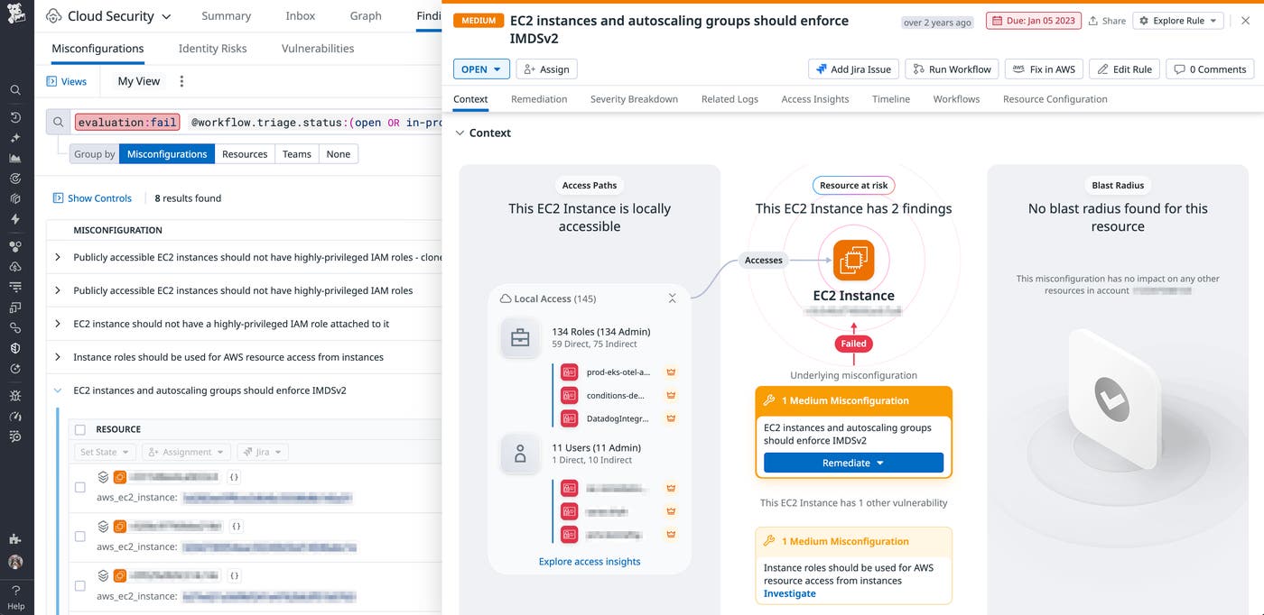 Vulnerable EC2 instance finding in Datadog Cloud Security Vulnerable EC2 instance finding in Datadog Cloud Security