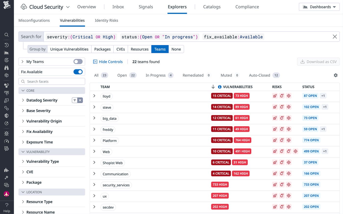 Container Images view by team. Container Images view by team.