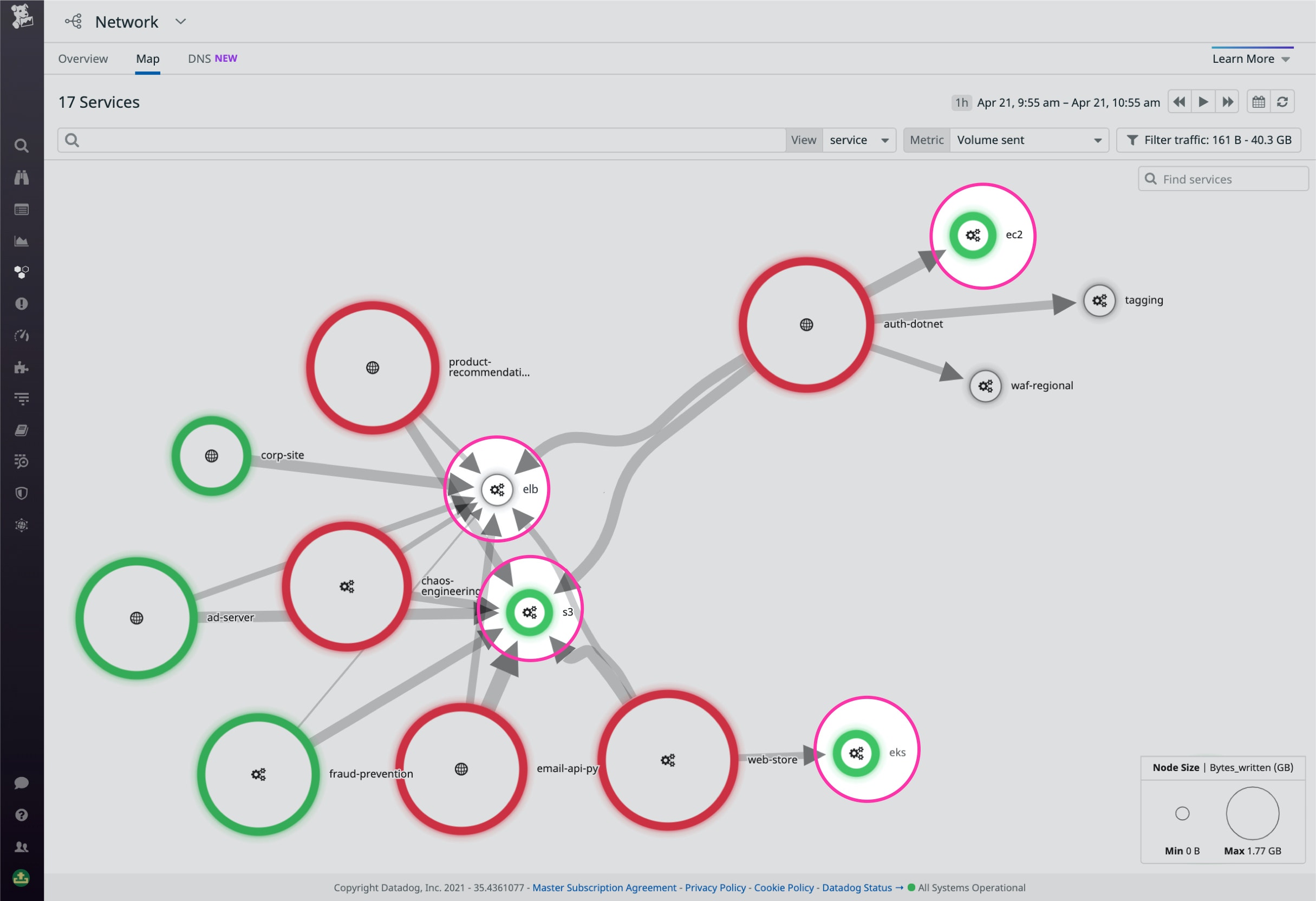 Visualize your whole network, including fixed representations of your AWS endpoints, with the Network Map in NPM.