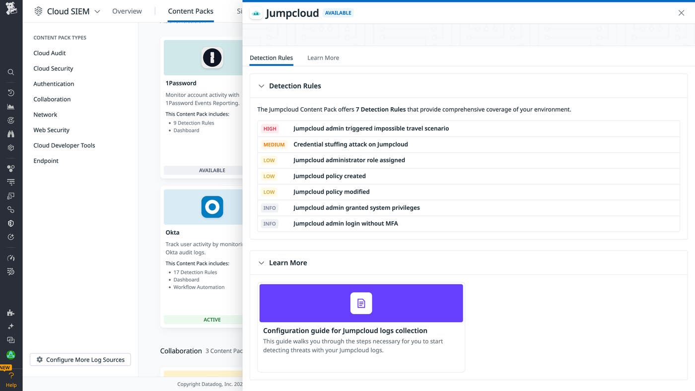 JumpCloud Content Pack JumpCloud Content Pack
