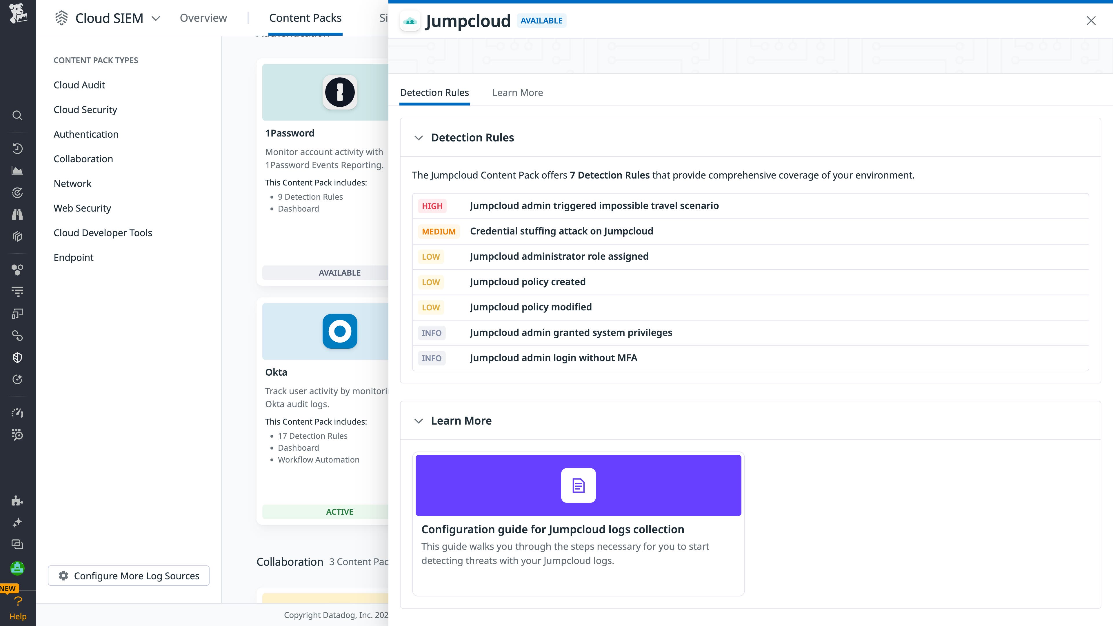JumpCloud Content Pack JumpCloud Content Pack