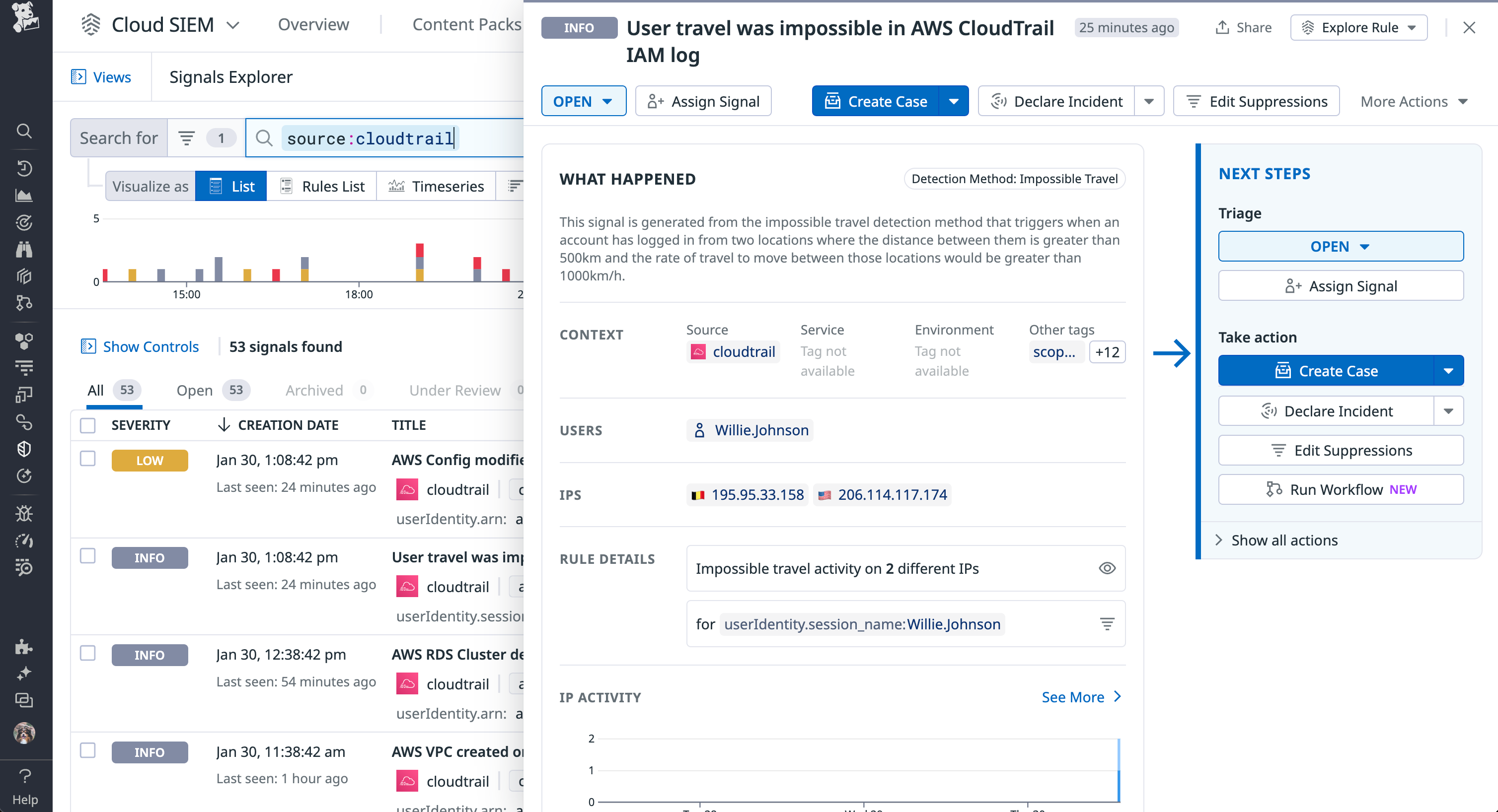 Investigate impossible travel