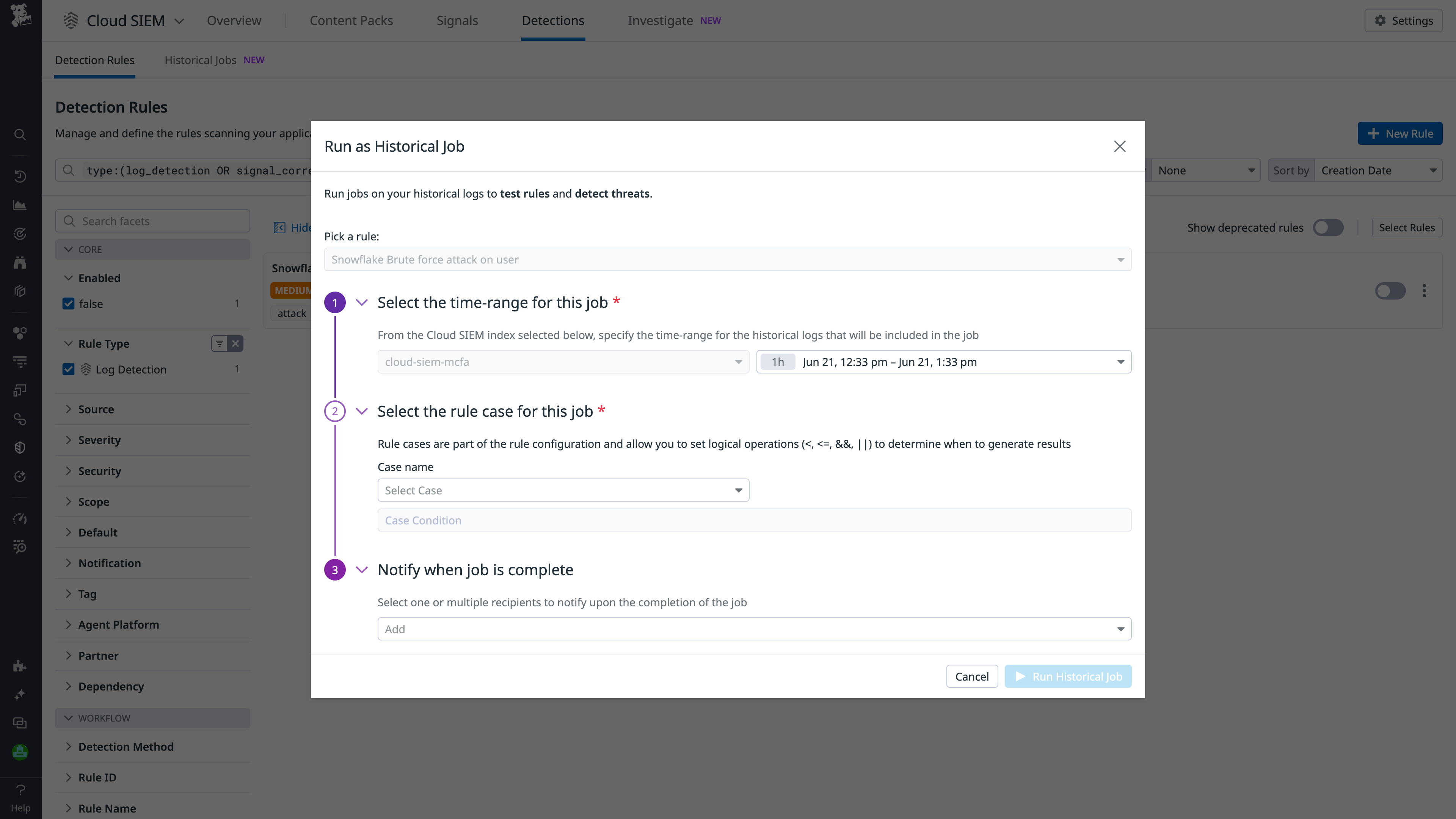 Create historical job
