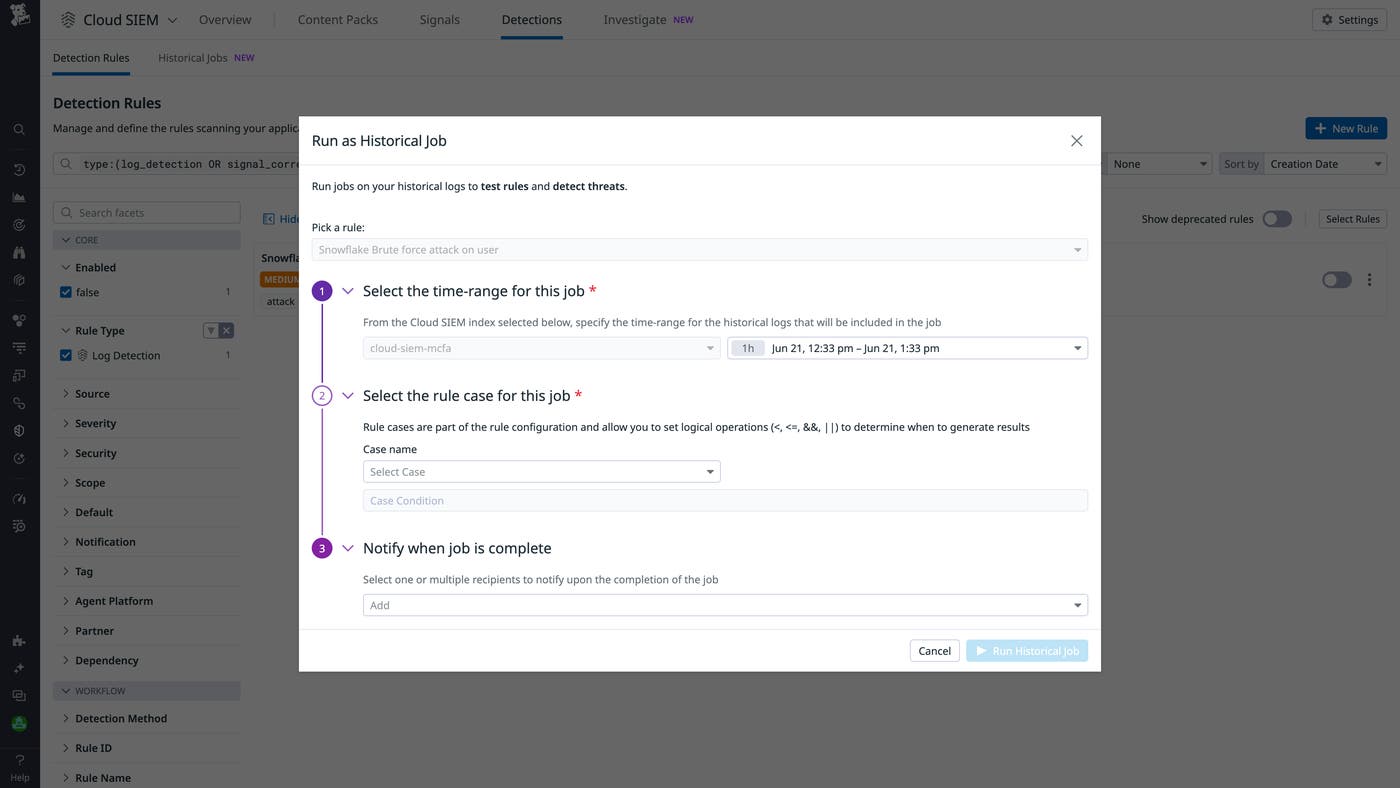 Create historical job Create historical job