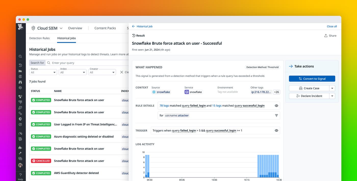 Backtest detection rules with Datadog Cloud SIEM Historical Jobs Backtest detection rules with Datadog Cloud SIEM Historical Jobs