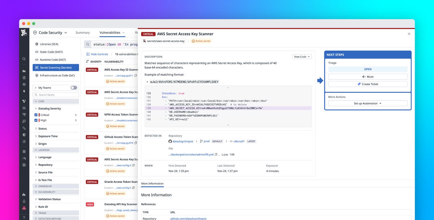 Detect and block exposed credentials with Datadog Secret Scanning Detect and block exposed credentials with Datadog Secret Scanning