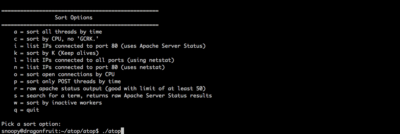 Atop enables you to search Apache server-status for specific endpoints Atop enables you to search Apache server-status for specific endpoints