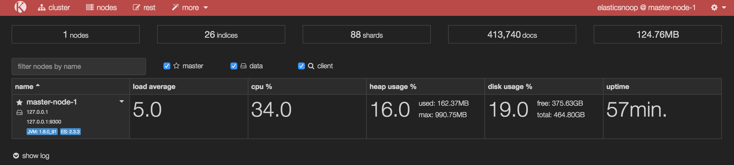 monitor elasticsearch metrics kopf overall stats