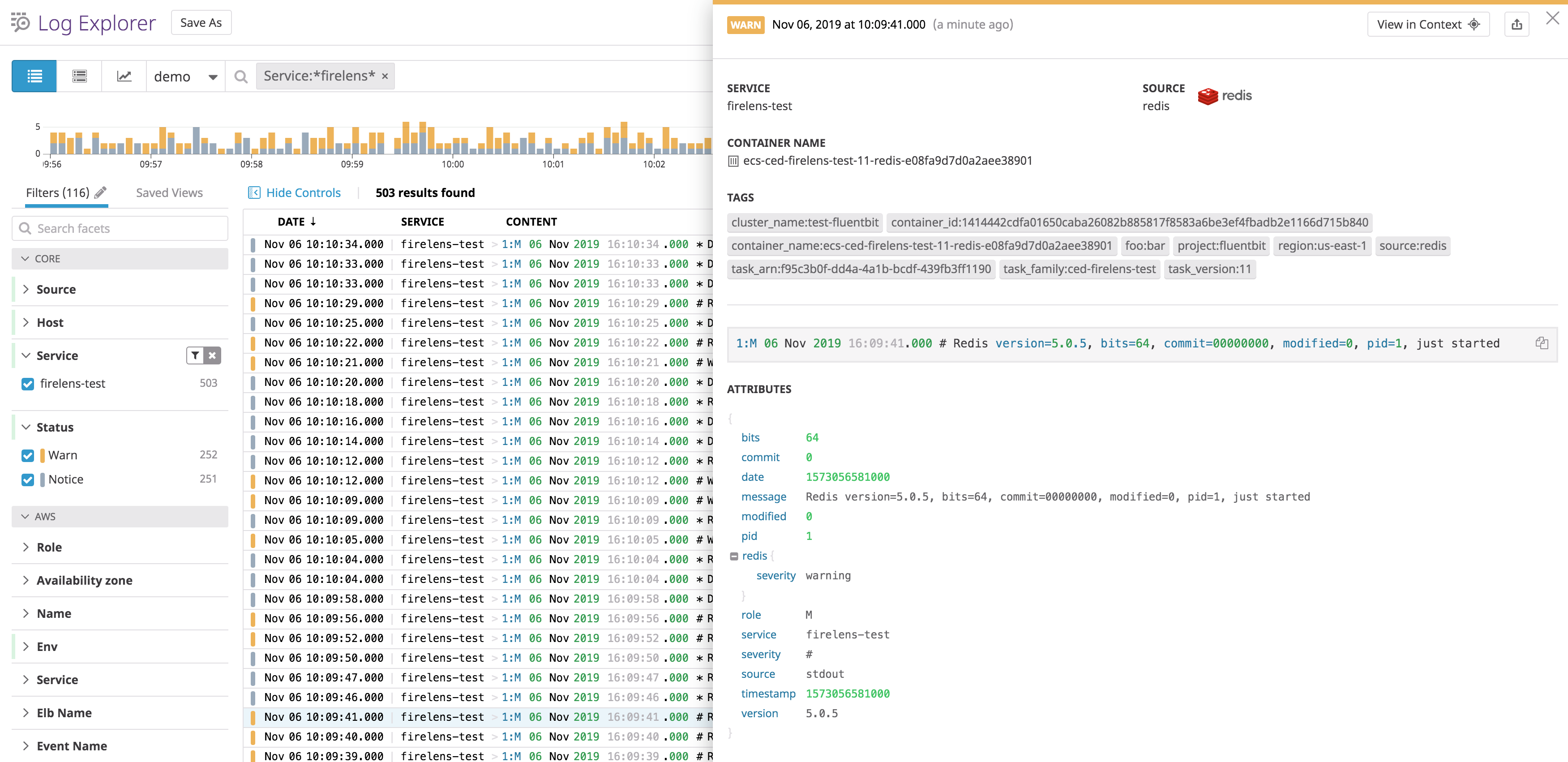 Explore Fargate tasks in Log Explorer