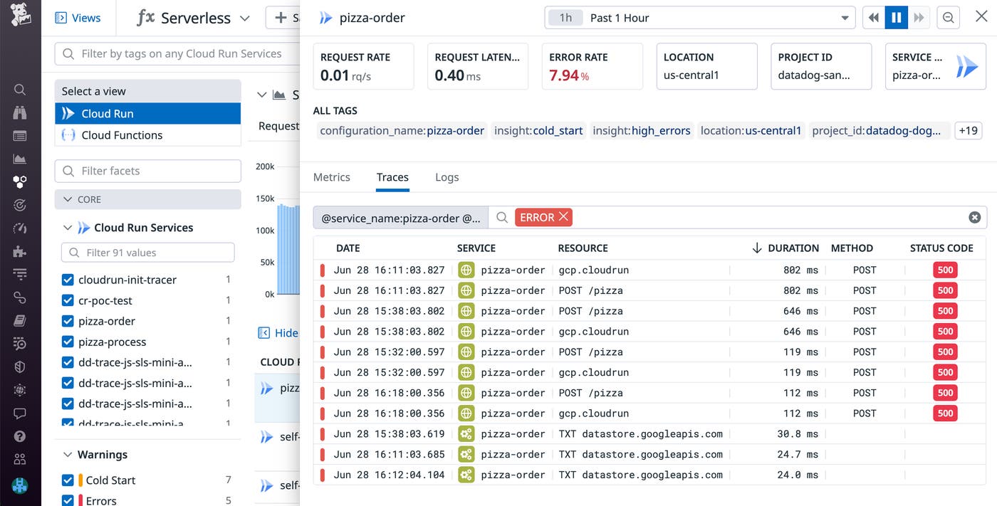 Explore errorful traces by inspecting a service. Explore errorful traces by inspecting a service.