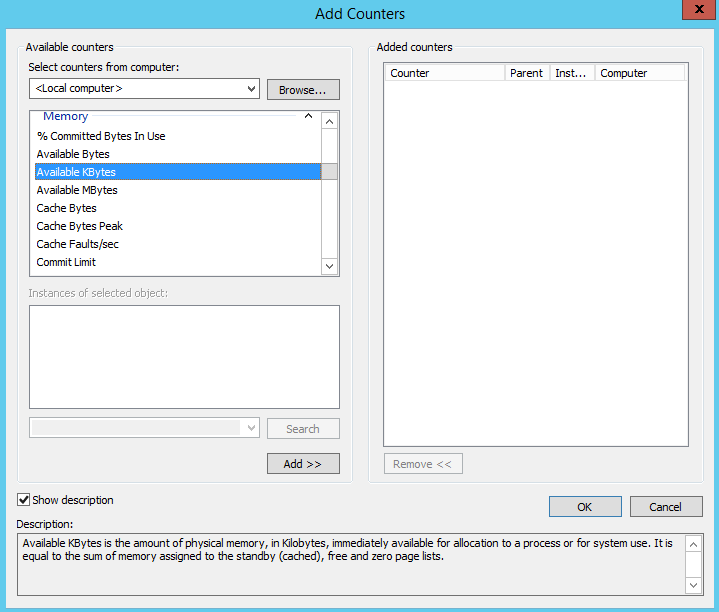 Perfmon descriptions