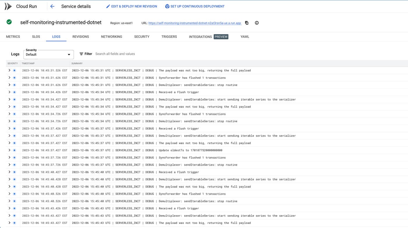 Google Cloud Run logs Google Cloud Run logs