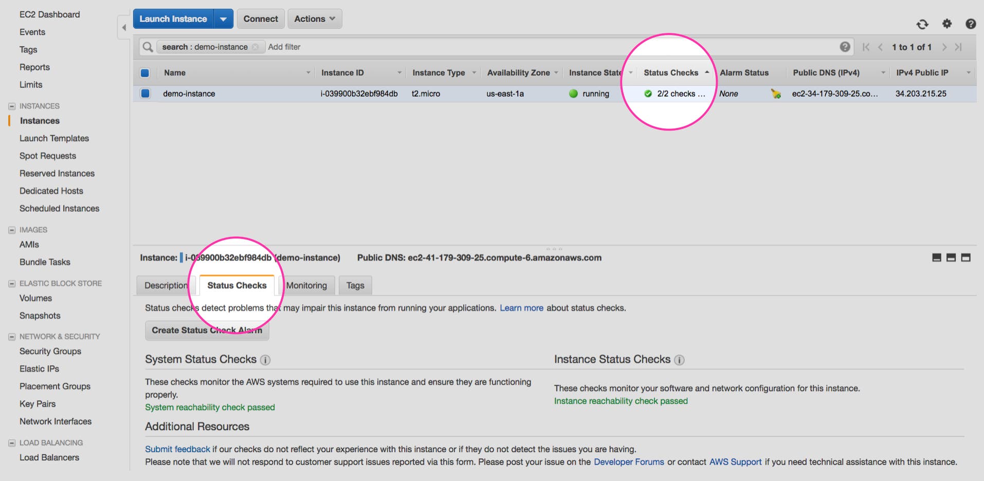 View EC2 status checks from the EC2 console View EC2 status checks from the EC2 console