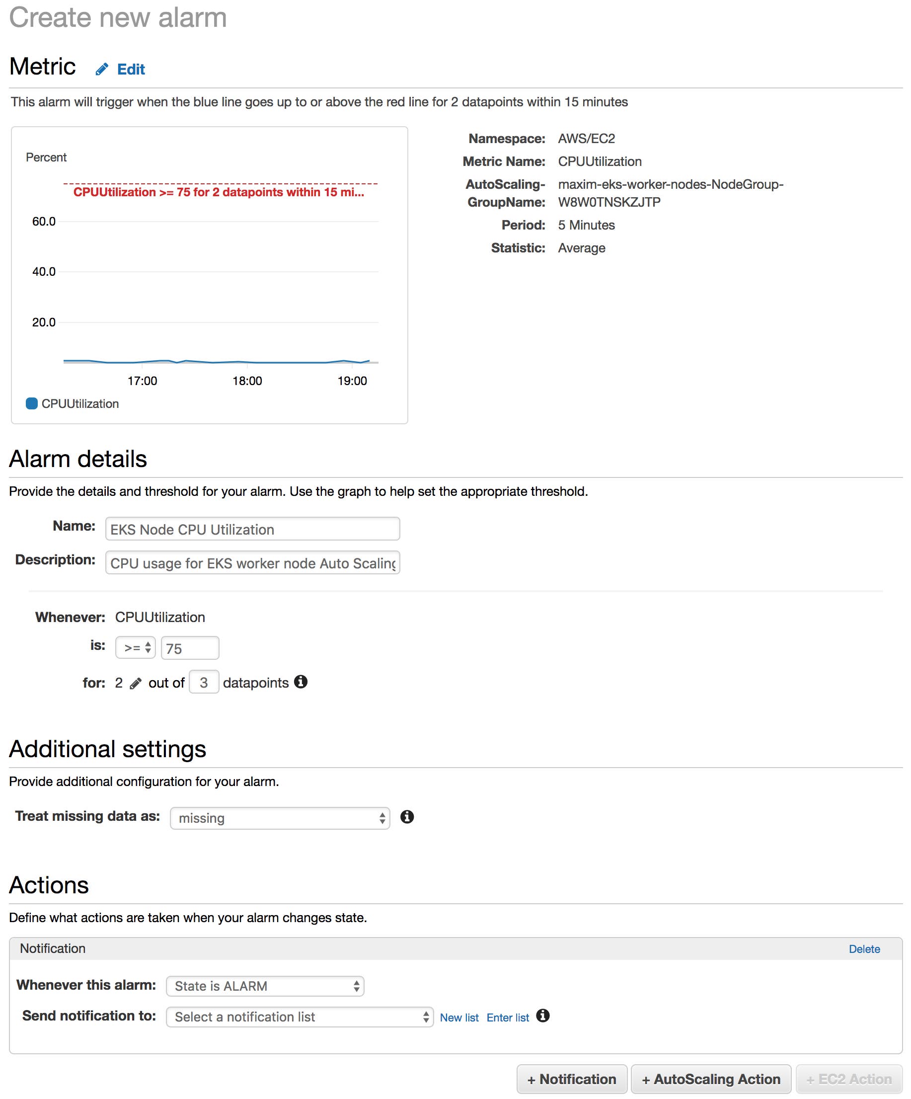 EKS monitoring tools CloudWatch create alarm EKS monitoring tools CloudWatch create alarm