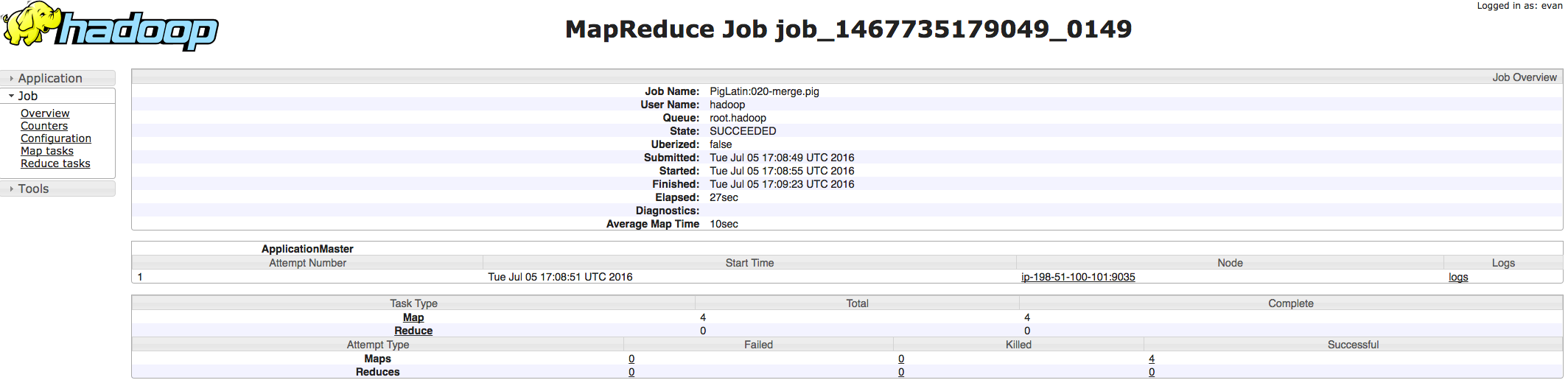 Hadoop YARN stats - MapReduce counters in YARN