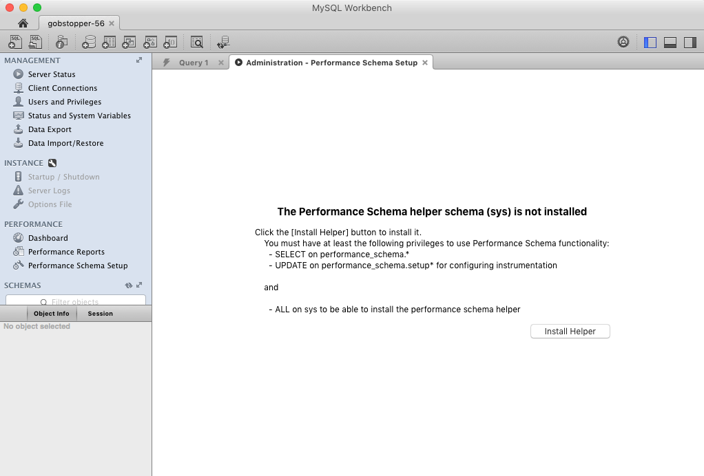 Install sys schema prompt