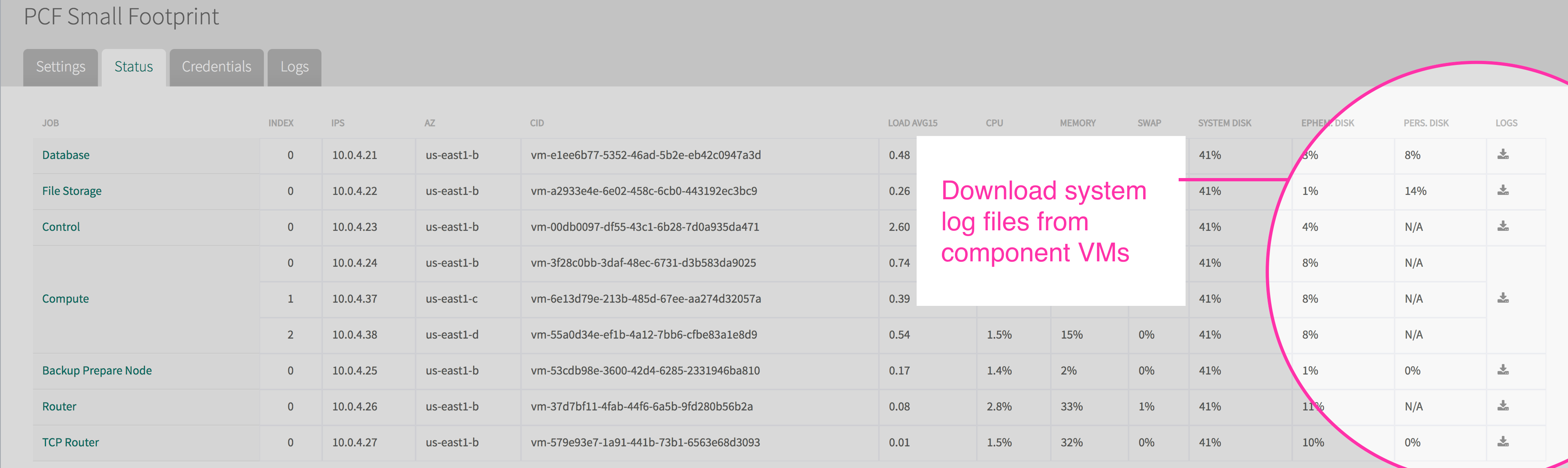 Pivotal Platform Ops Manager status