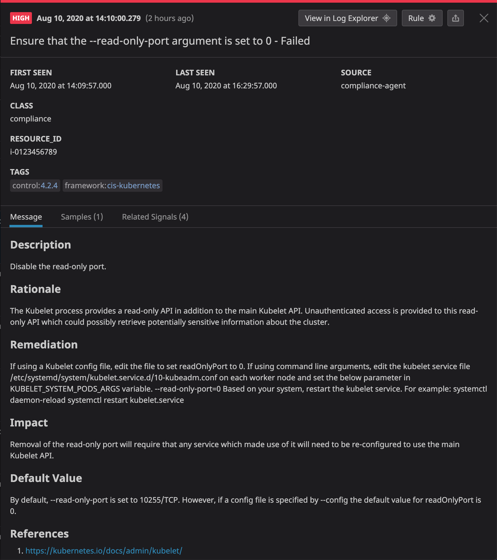 セキュリティエクスプローラーでコンテナと Kubernetes のコンフィギュレーションミスを追跡できます。