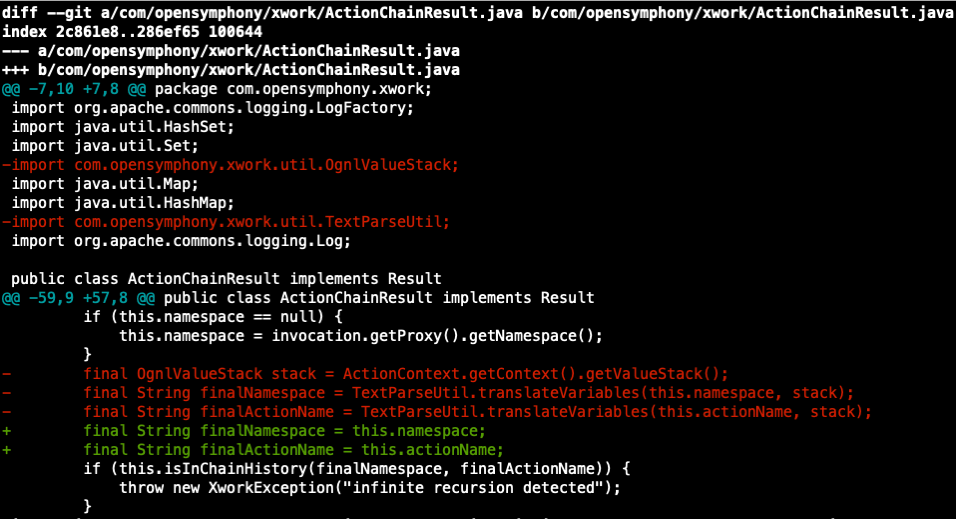 Removing TextParseUtil from ActionChainResult.java has proven successful