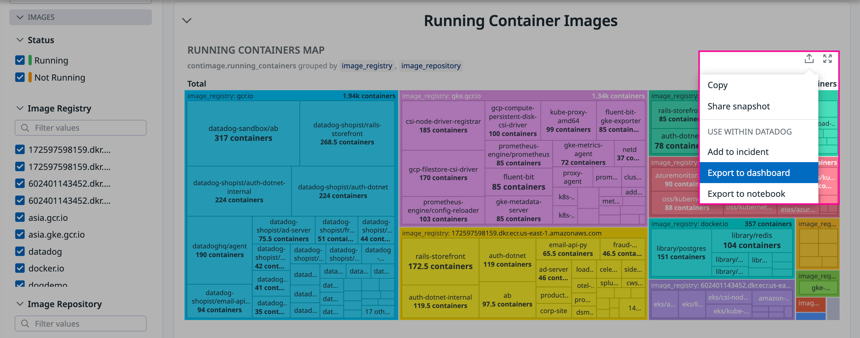 Export metrics to a dashboard