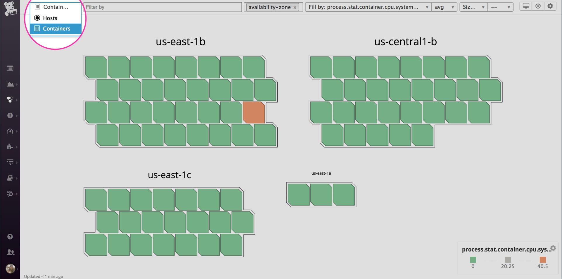 Accessing the container map in Datadog Accessing the container map in Datadog