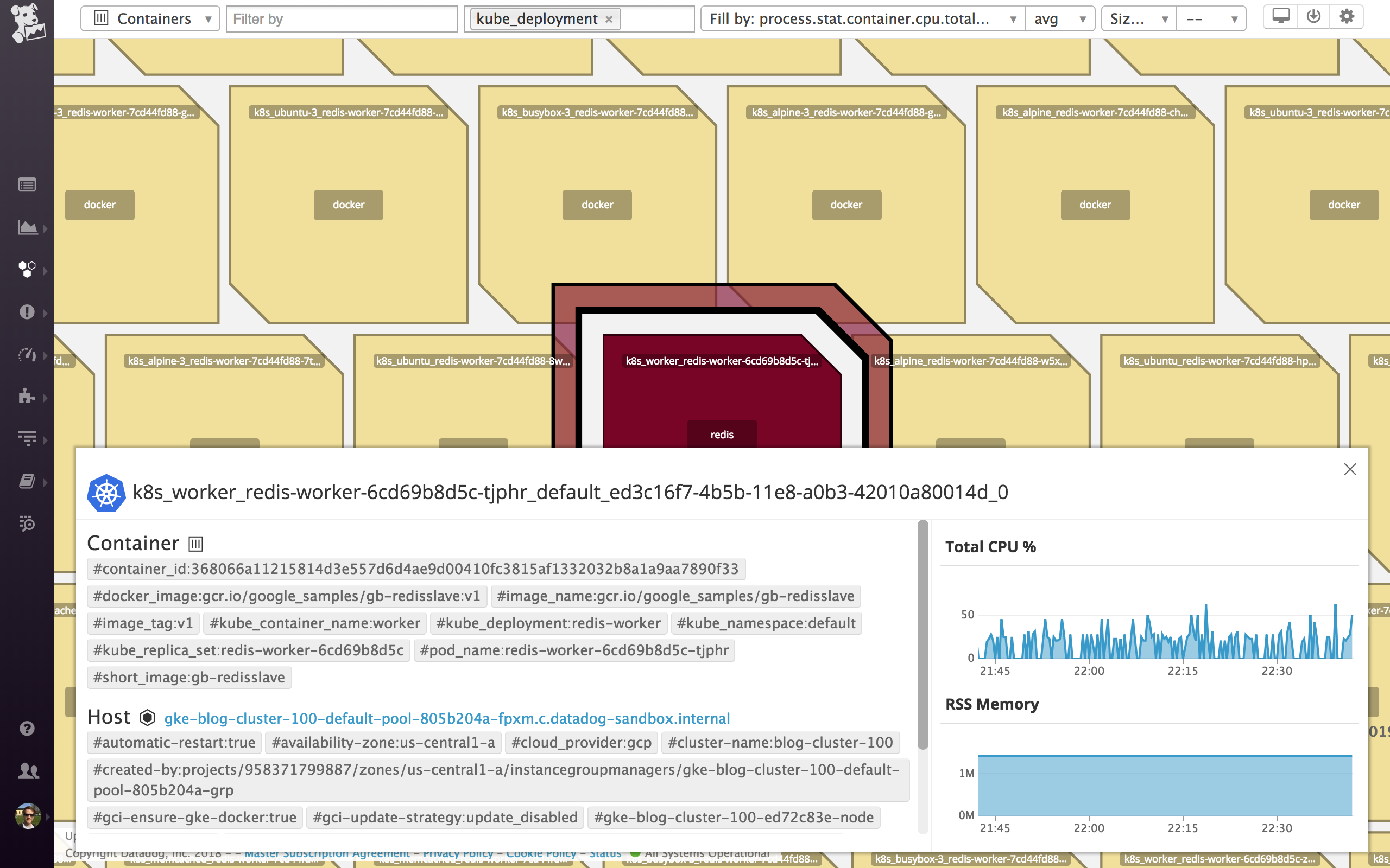Inspecting metrics from an individual container