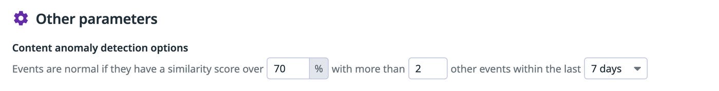 Additional parameters related to the Content Anomaly Detection method. Additional parameters related to the Content Anomaly Detection method.