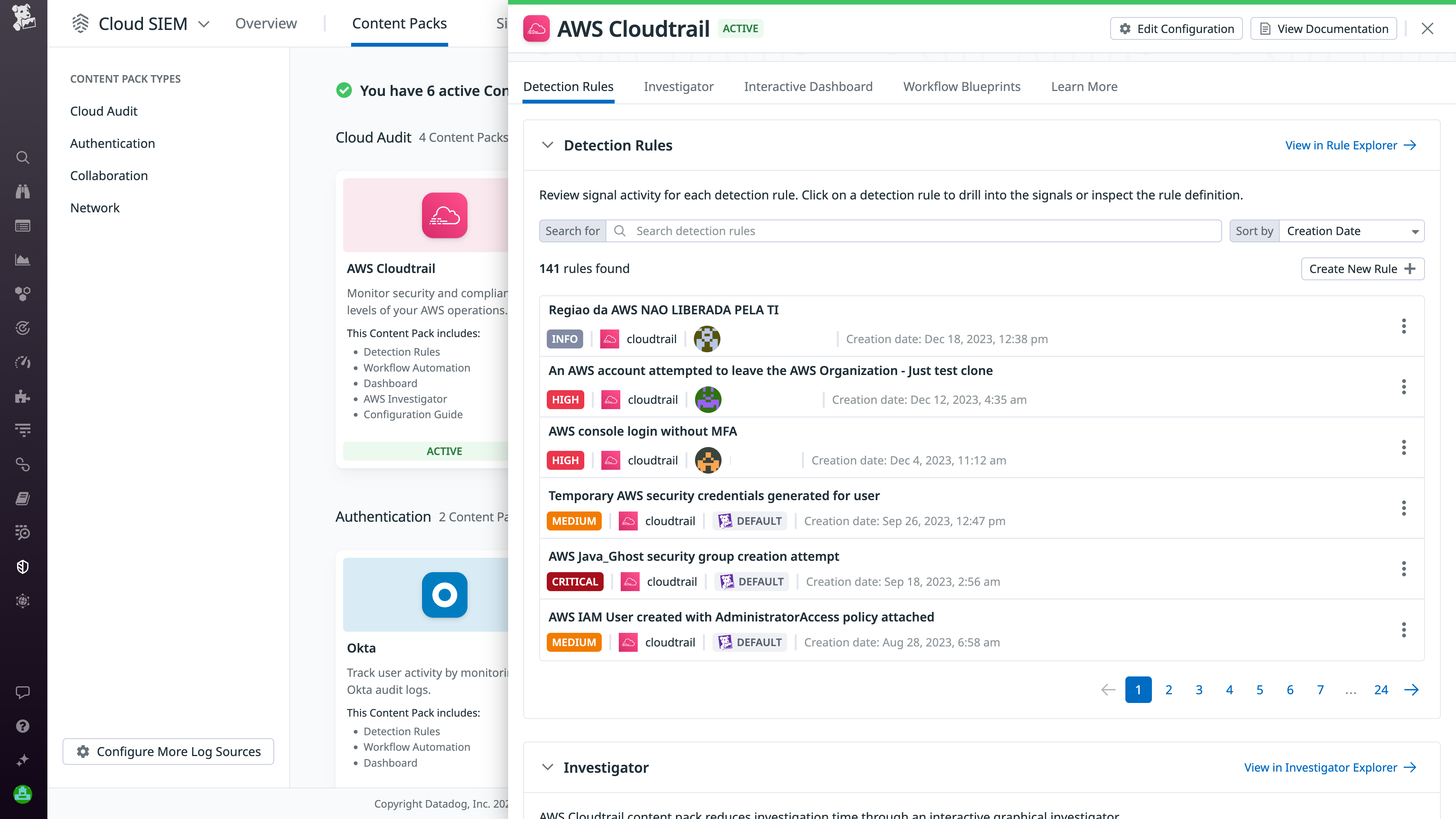 Signals Trends toggle of Threat Detection widget