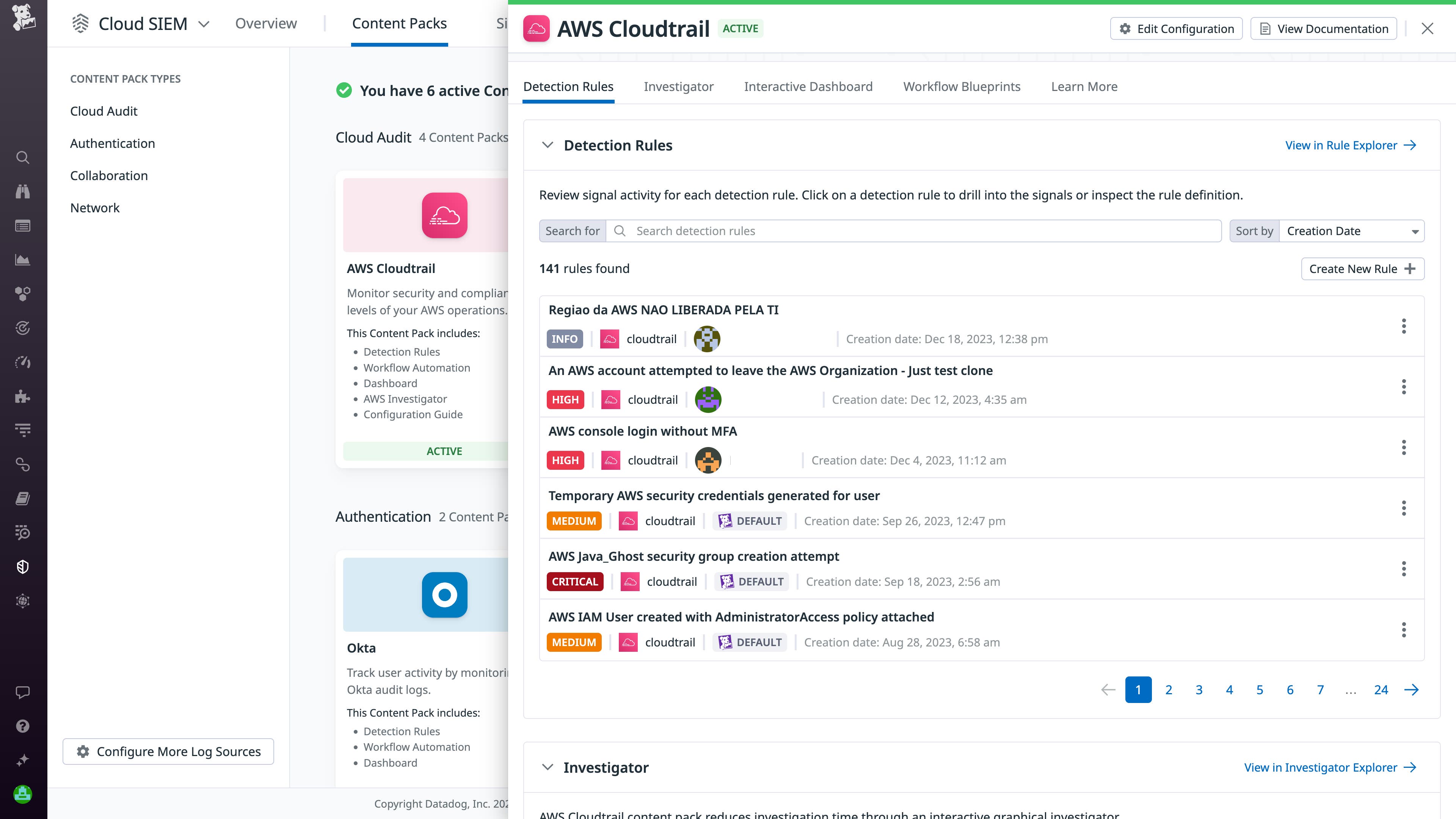 Signals Trends toggle of Threat Detection widget Signals Trends toggle of Threat Detection widget
