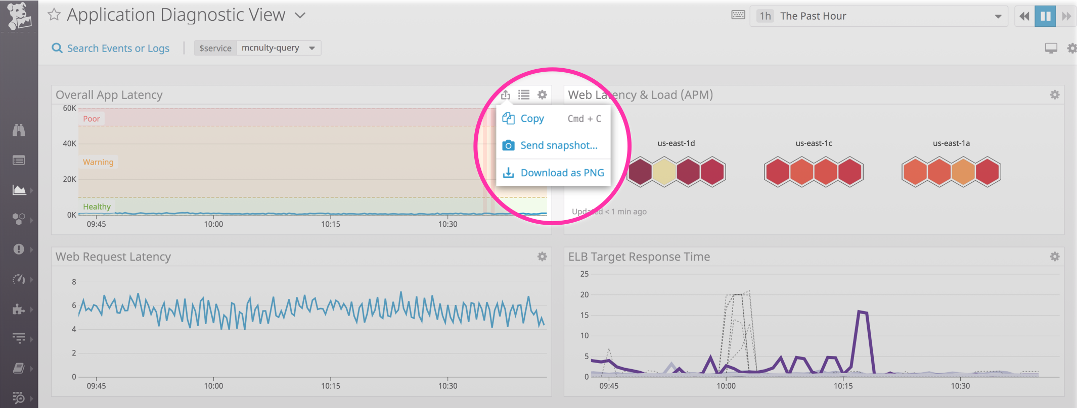 Click on the widget share icon and press **Copy**.