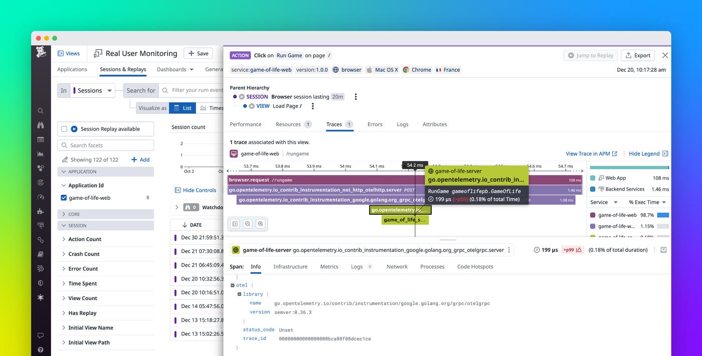 Correlate Datadog RUM events with traces from OTel-instrumented applications Correlate Datadog RUM events with traces from OTel-instrumented applications