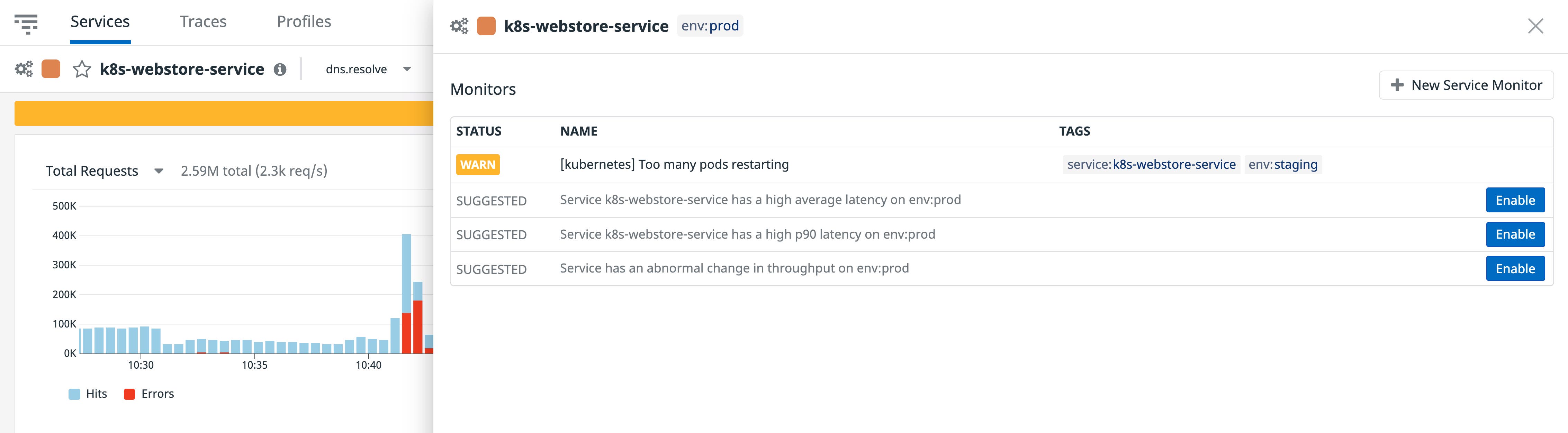 Kubernetes alerts from Datadog APM Kubernetes alerts from Datadog APM