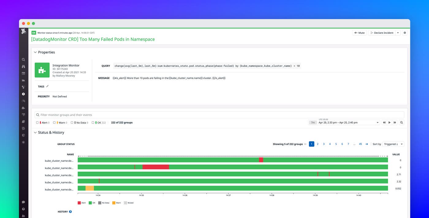 Automatically create and manage Kubernetes alerts with Datadog Automatically create and manage Kubernetes alerts with Datadog