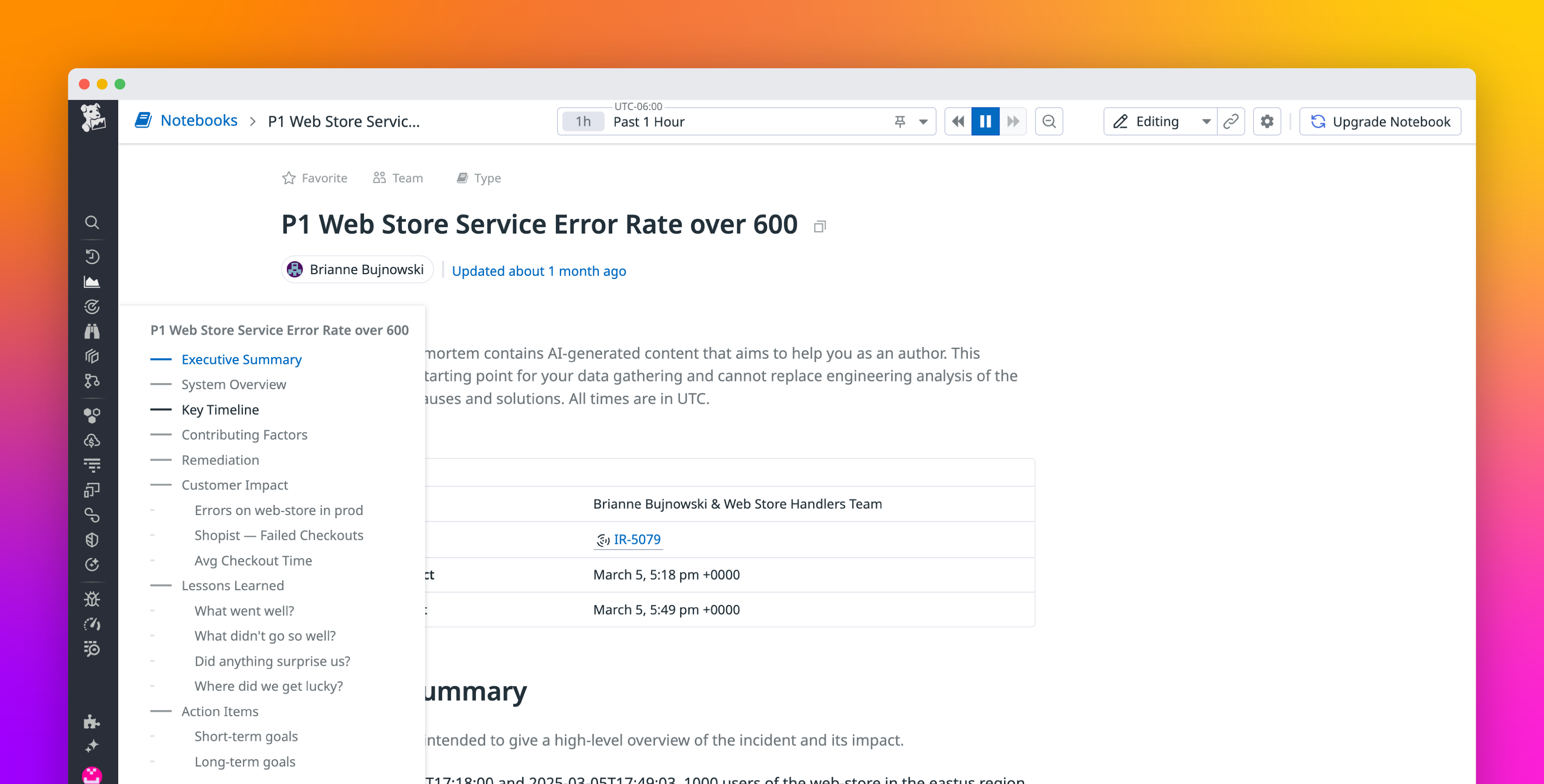 Create actionable postmortems automatically with Datadog
