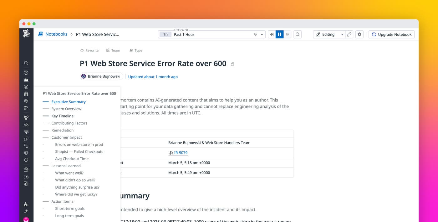 Create actionable postmortems automatically with Datadog Create actionable postmortems automatically with Datadog